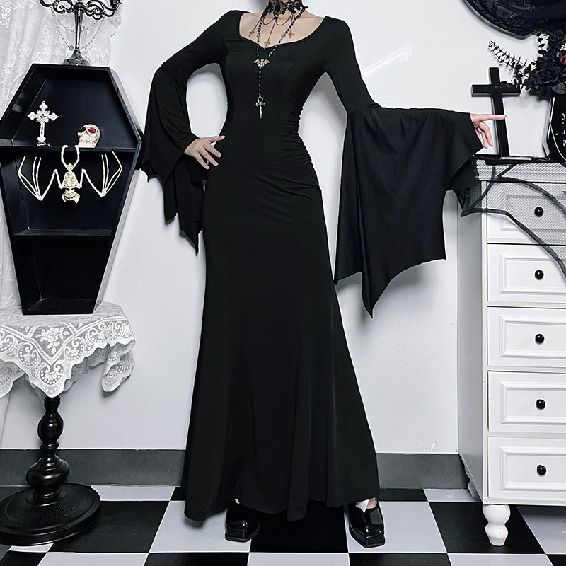 Shadow Batwing Gothic Maxi Dress