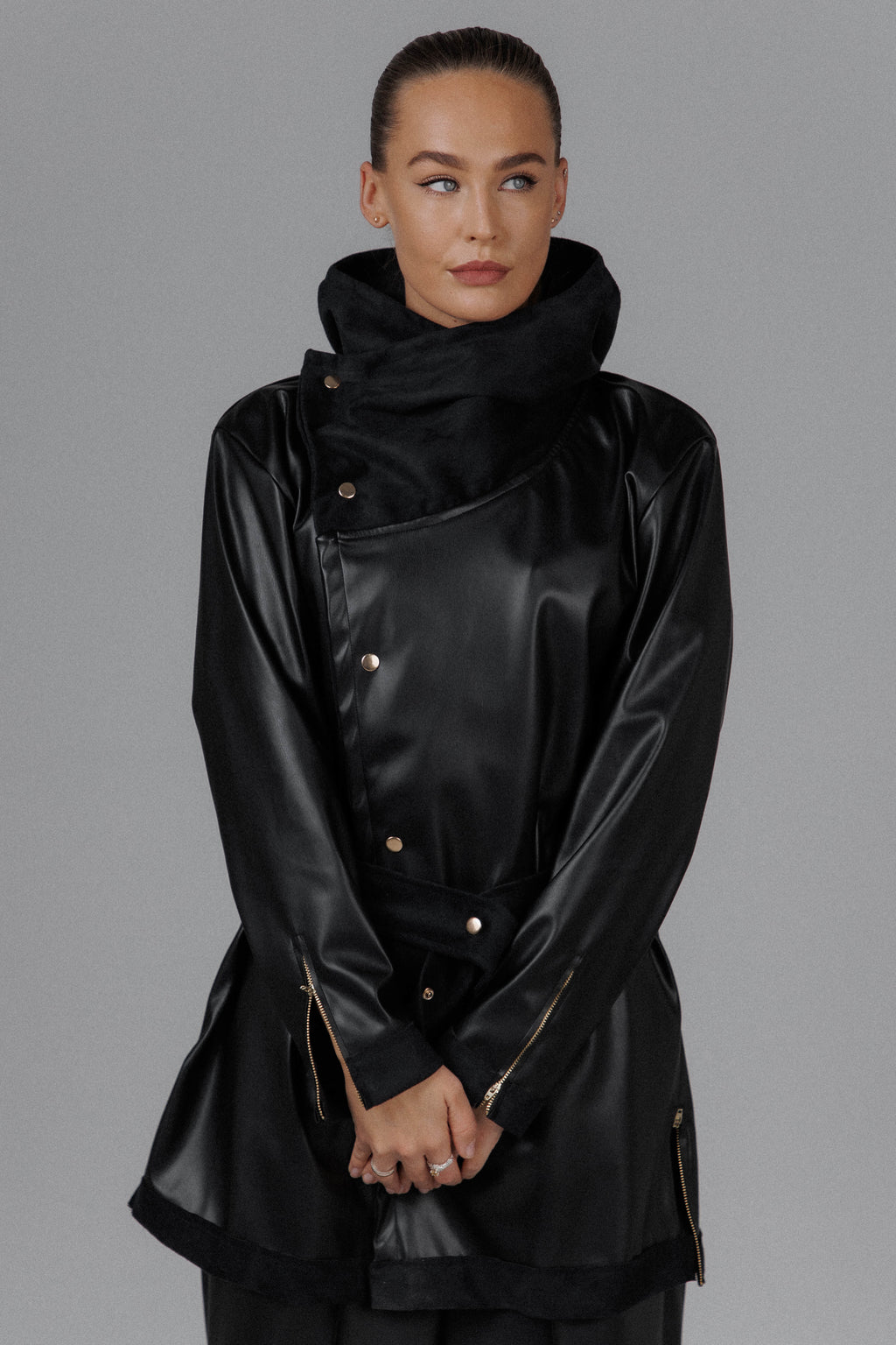 Eclipse Women's Hooded Leather Top