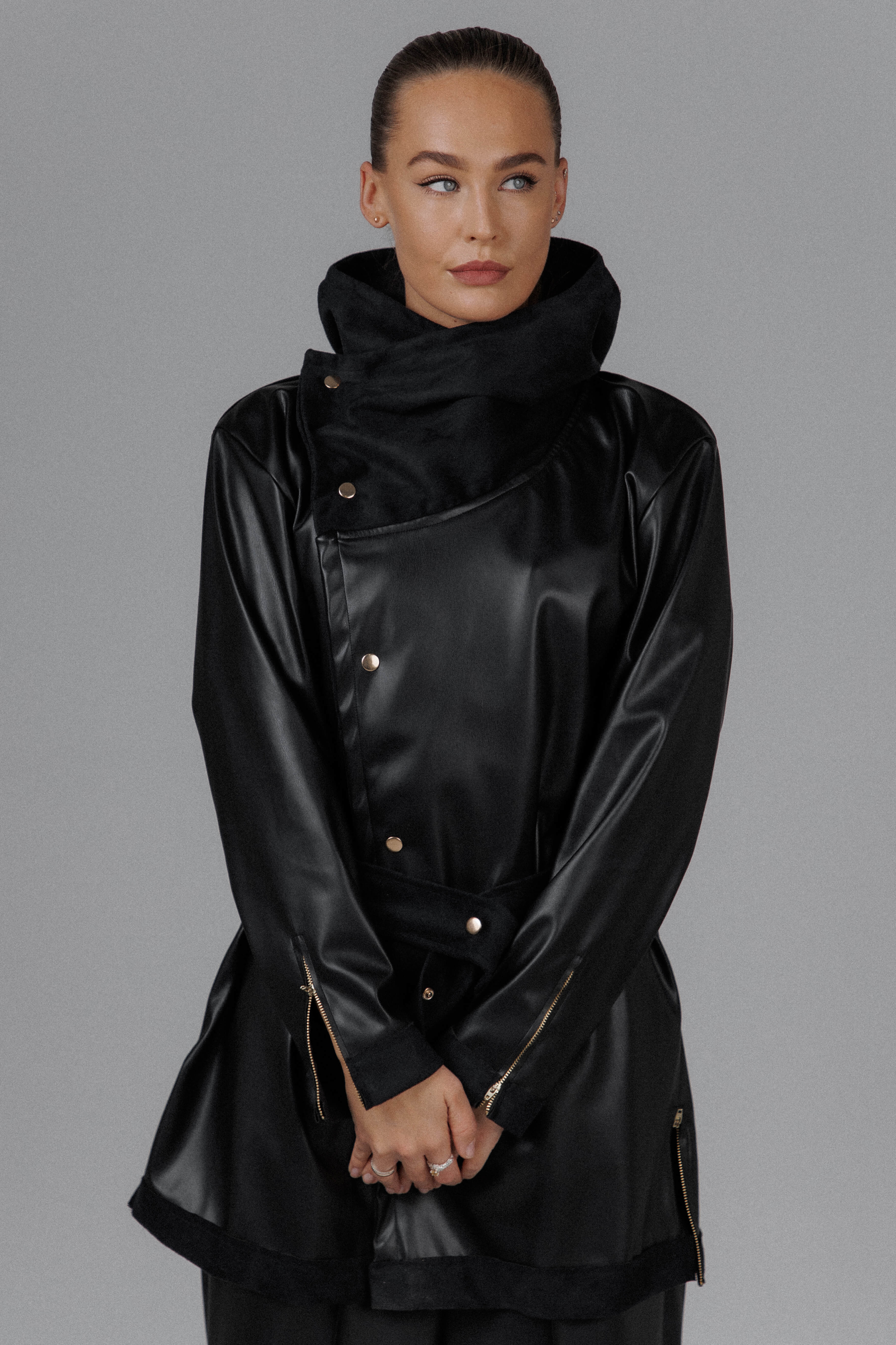 Eclipse Women's Hooded Leather Top