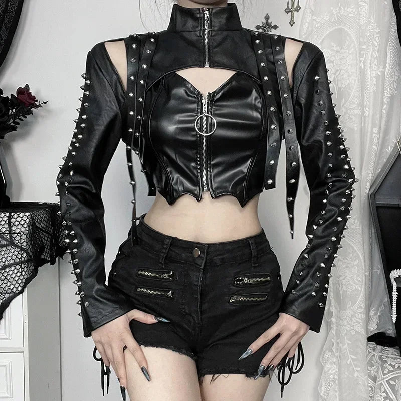 Spiked Armor Gothic Crop Jacket