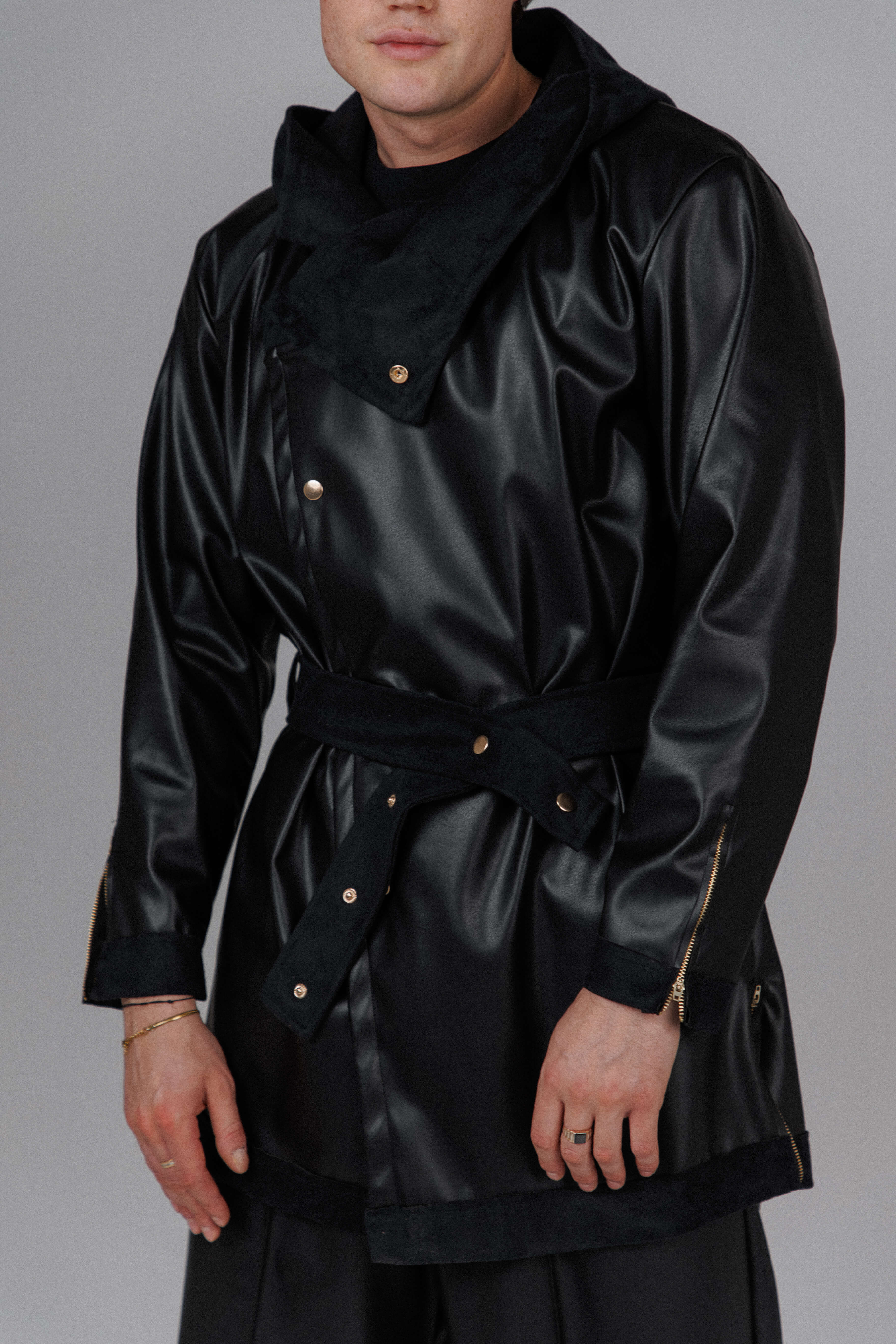 Eclipse Men's Hooded Leather Top