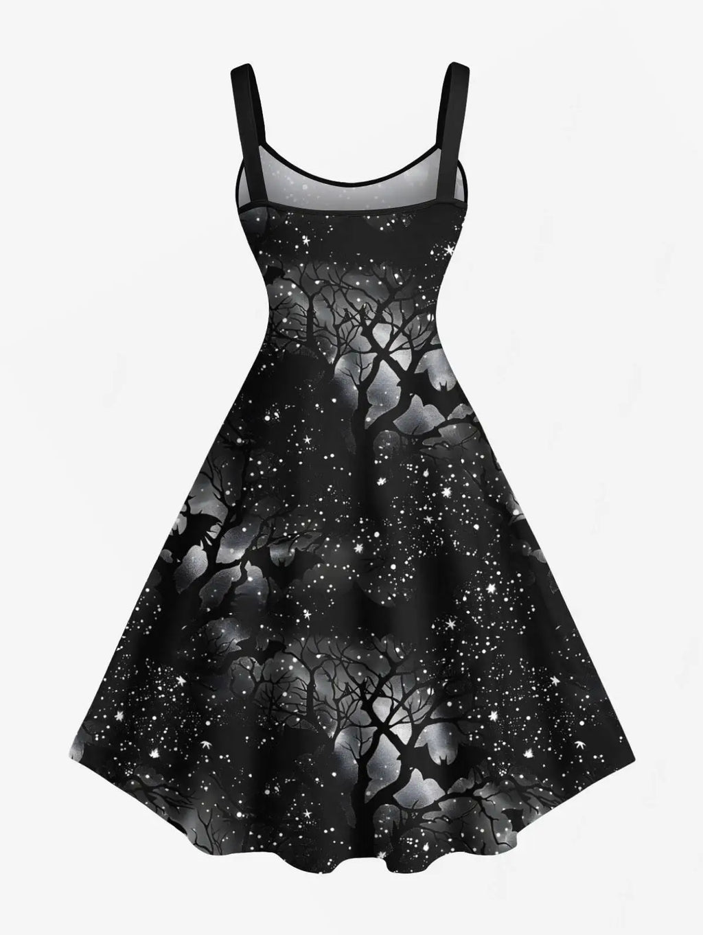 Moonlit Bat Forest Gothic Dress