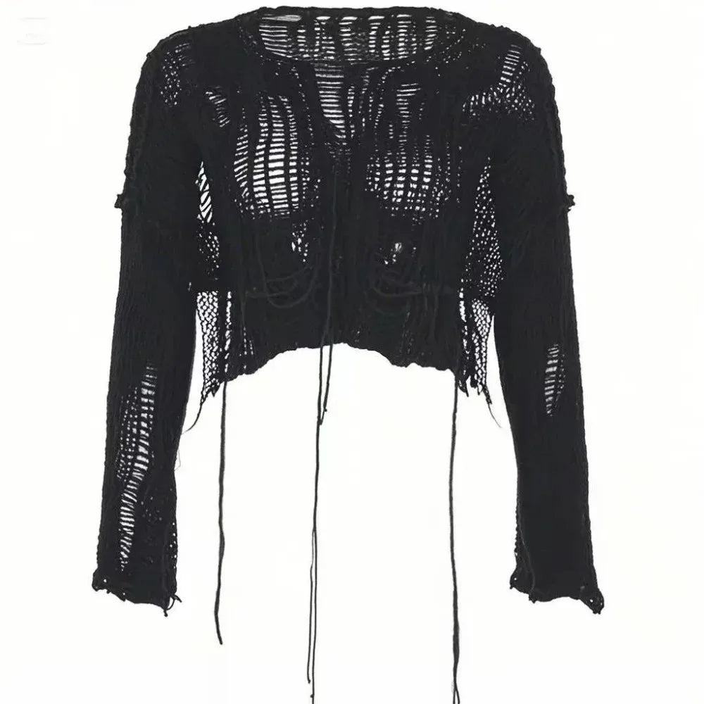Shadow Web Gothic Crochet Top