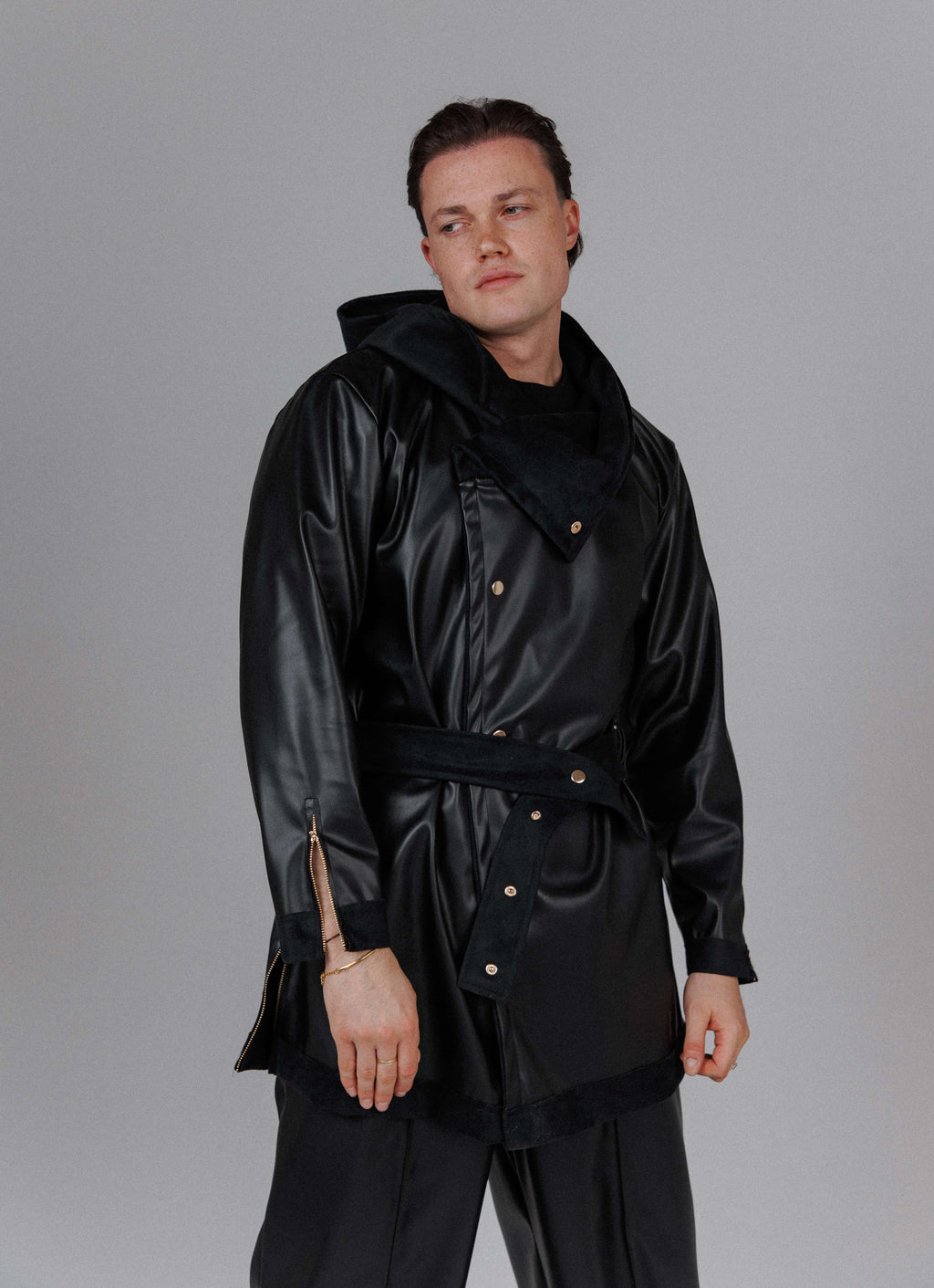 Eclipse Men's Hooded Leather Top