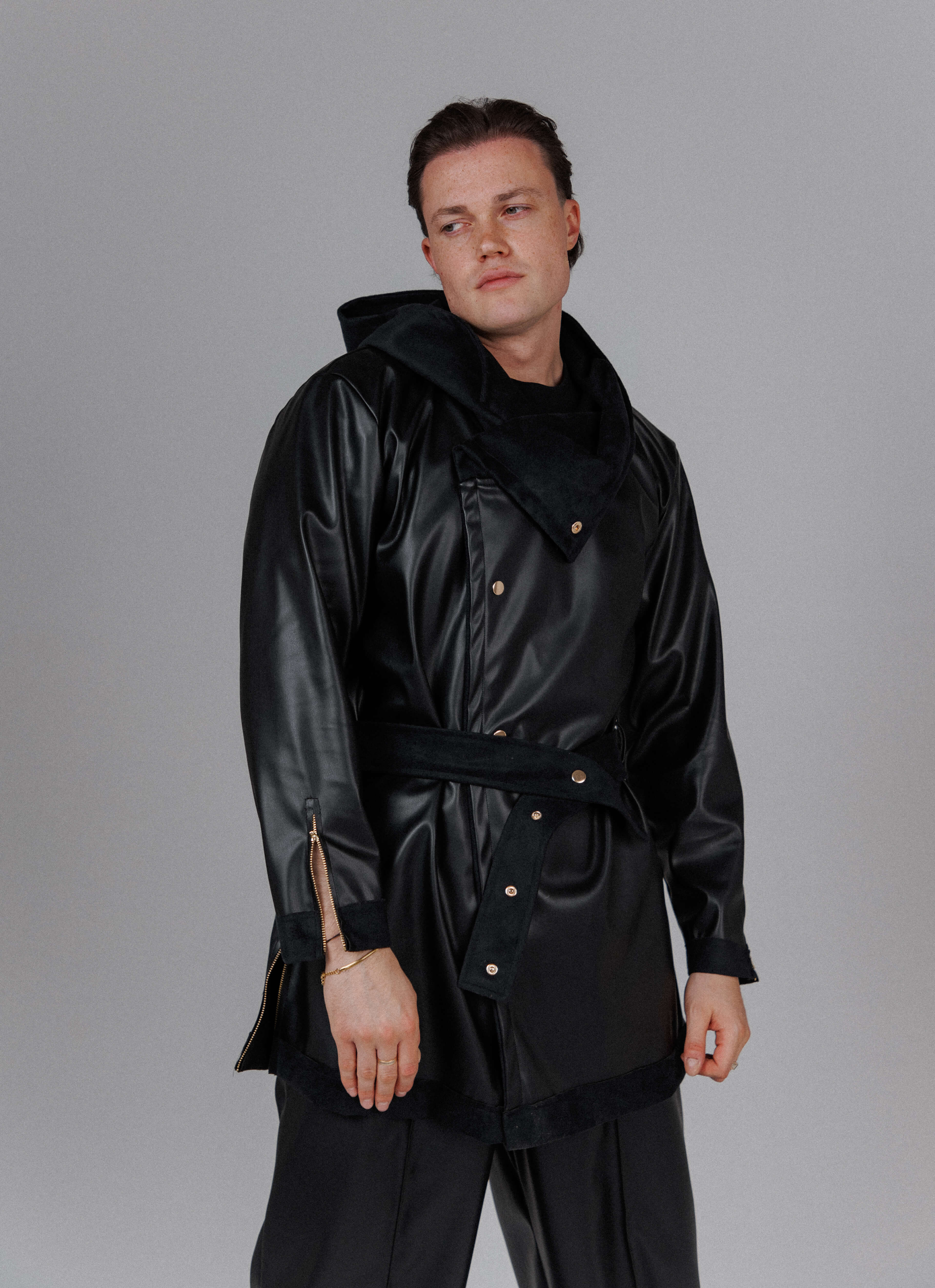 Eclipse Men's Hooded Leather Top