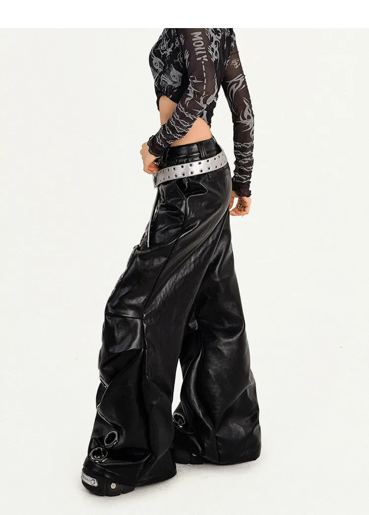 Obsidian Ring Gothic Wide-Leg Pants