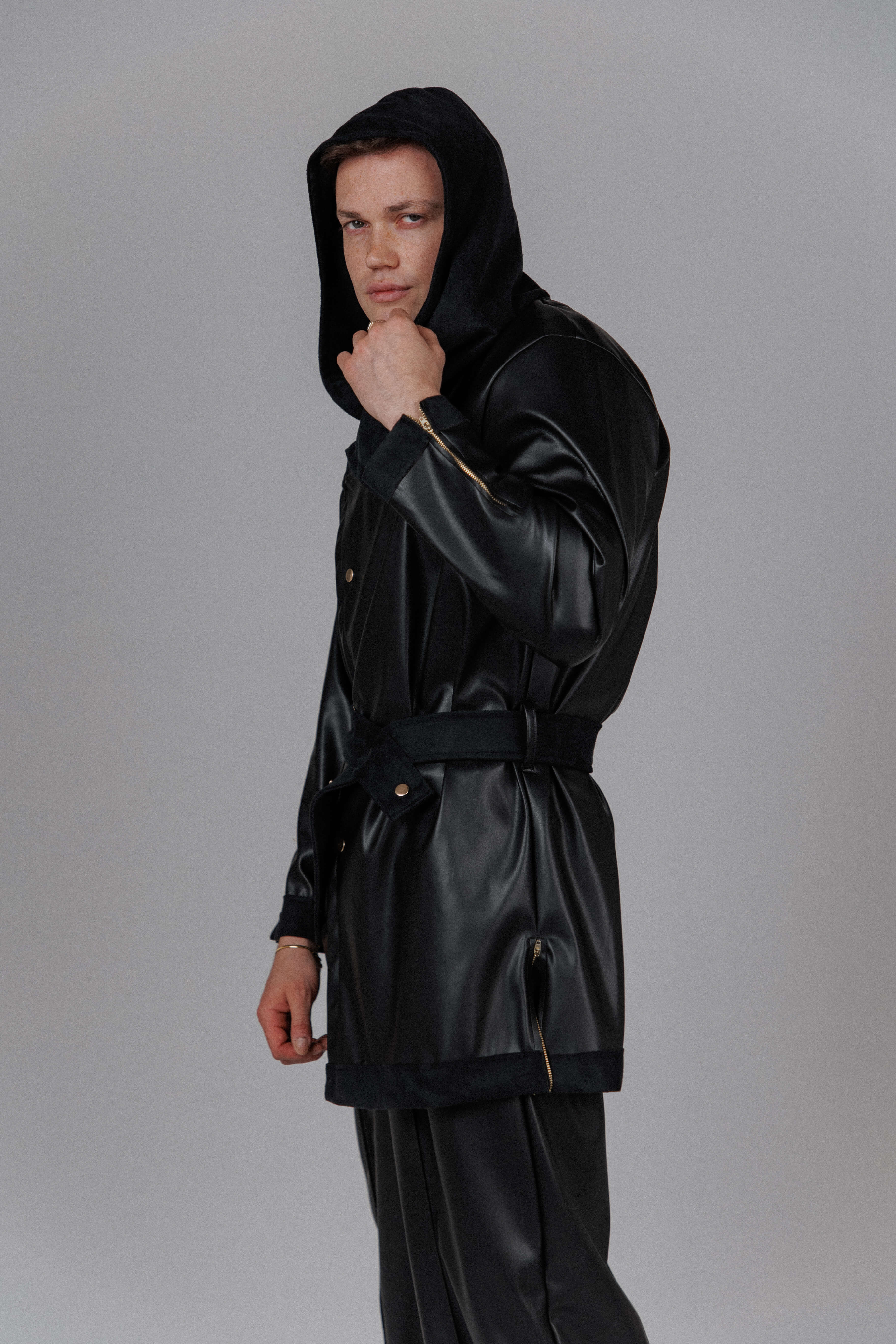 Eclipse Men's Hooded Leather Top