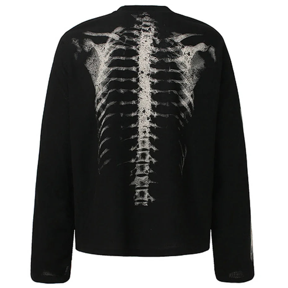 Ribcage Shadow Gothic Long Sleeve Top