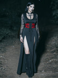 Crimson Veil Gothic Maxi Dress