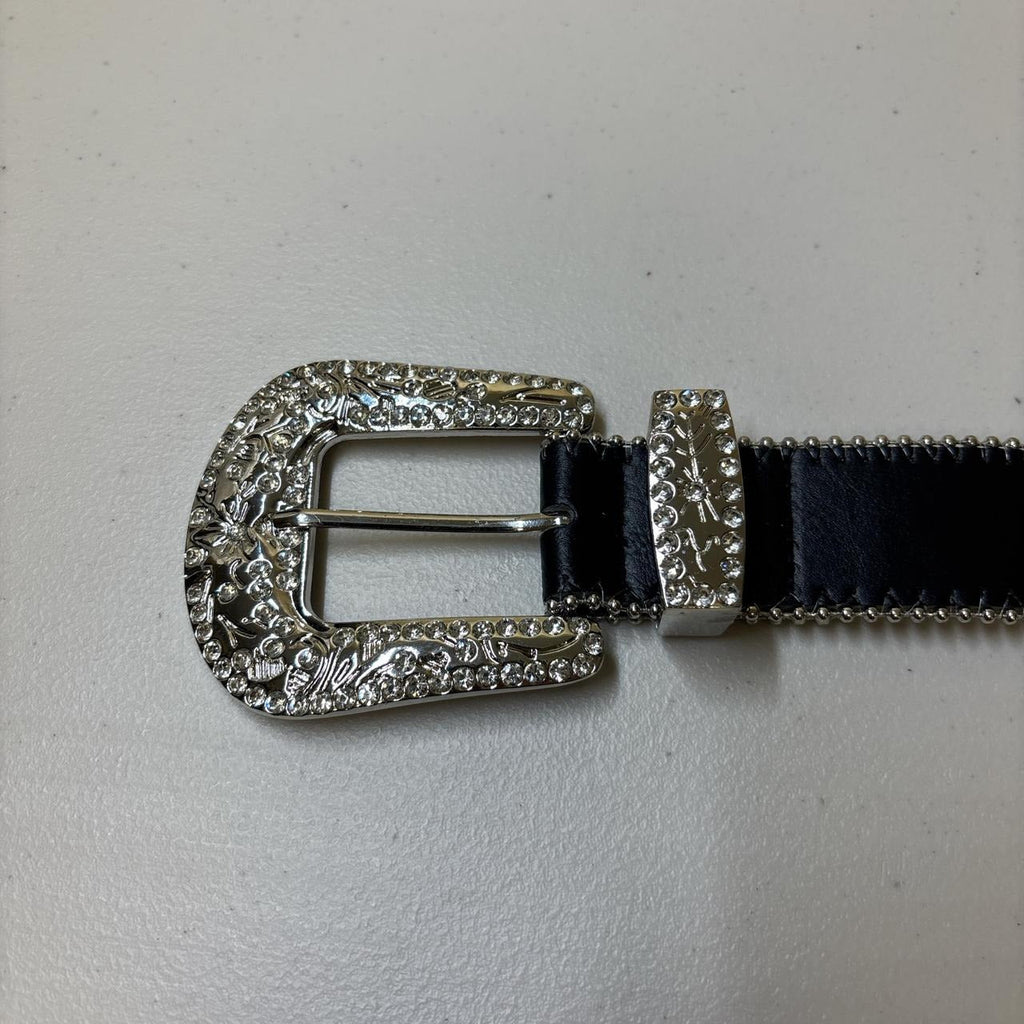 0631 - Black Cross Rhinestone Belt V2