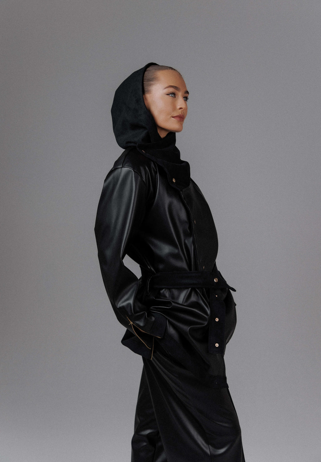 Eclipse Women's Hooded Leather Top