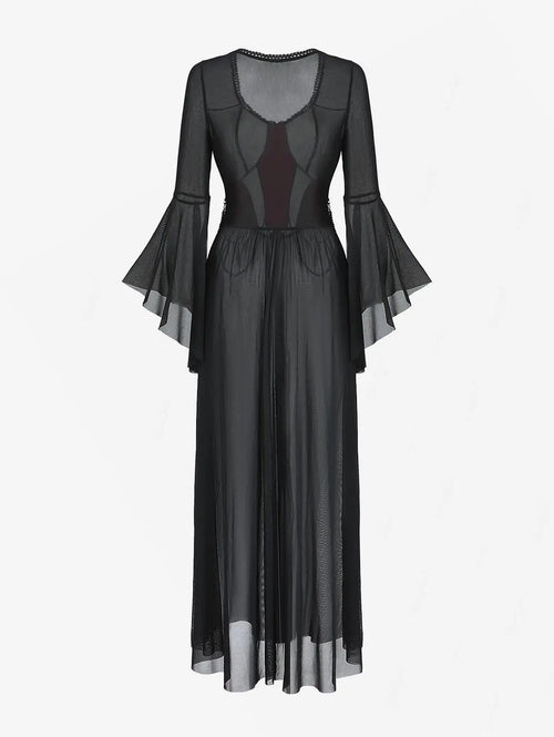 Crimson Web Gothic Maxi Dress
