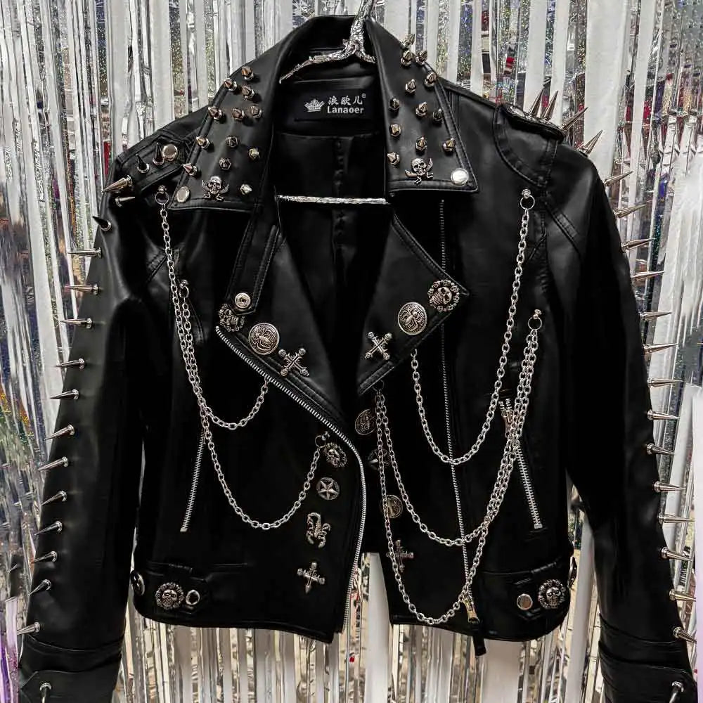 Raven Spike Gothic Leather Jacket