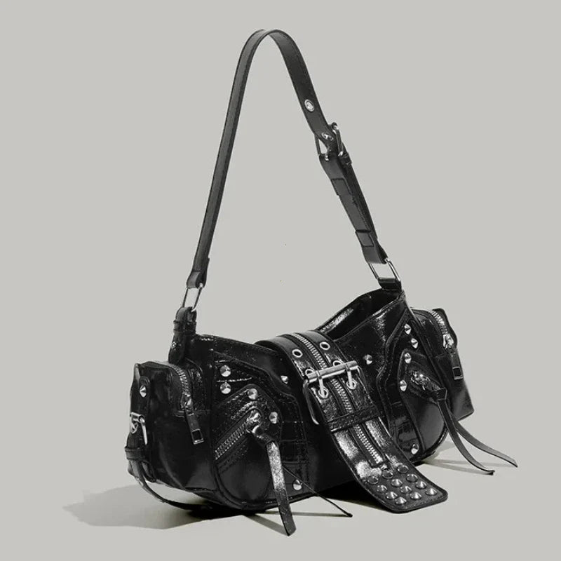 Midnight Studded Gothic Shoulder Bag