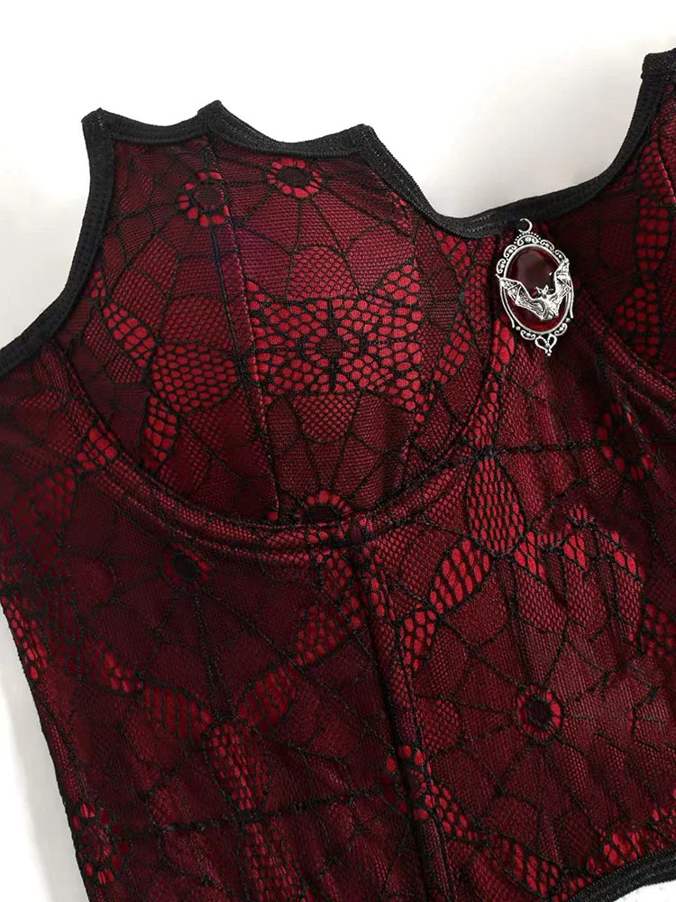 Crimson Web Gothic Corset Top