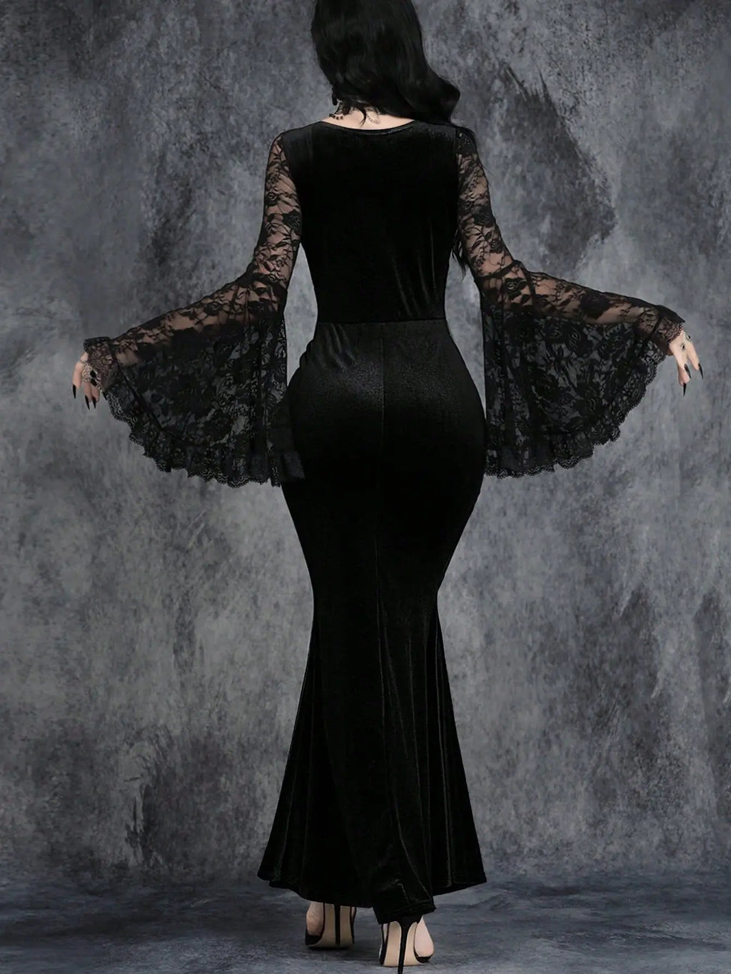 Velvet Nocturne Gothic Maxi Dress