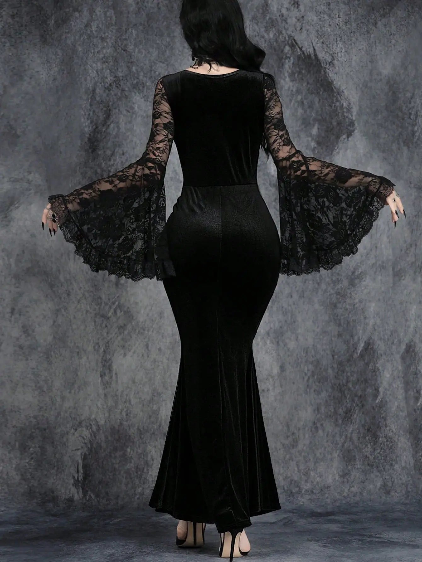 Velvet Nocturne Gothic Maxi Dress