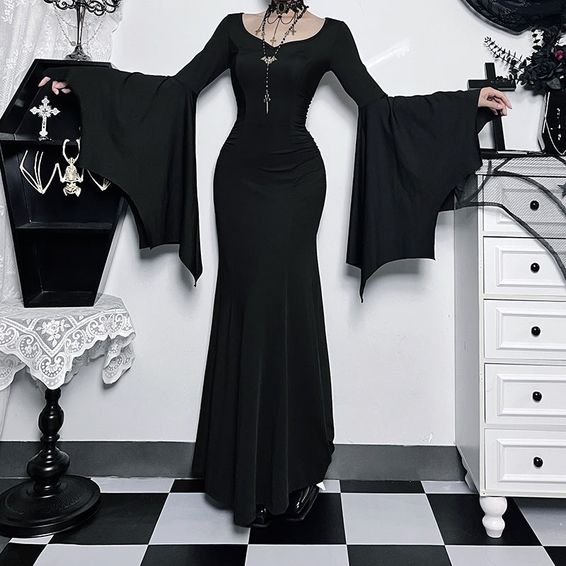 Shadow Batwing Gothic Maxi Dress