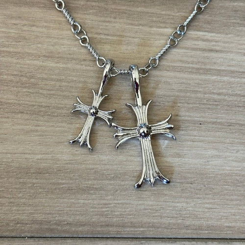 0358 - Double Rhinestone Cross Necklace