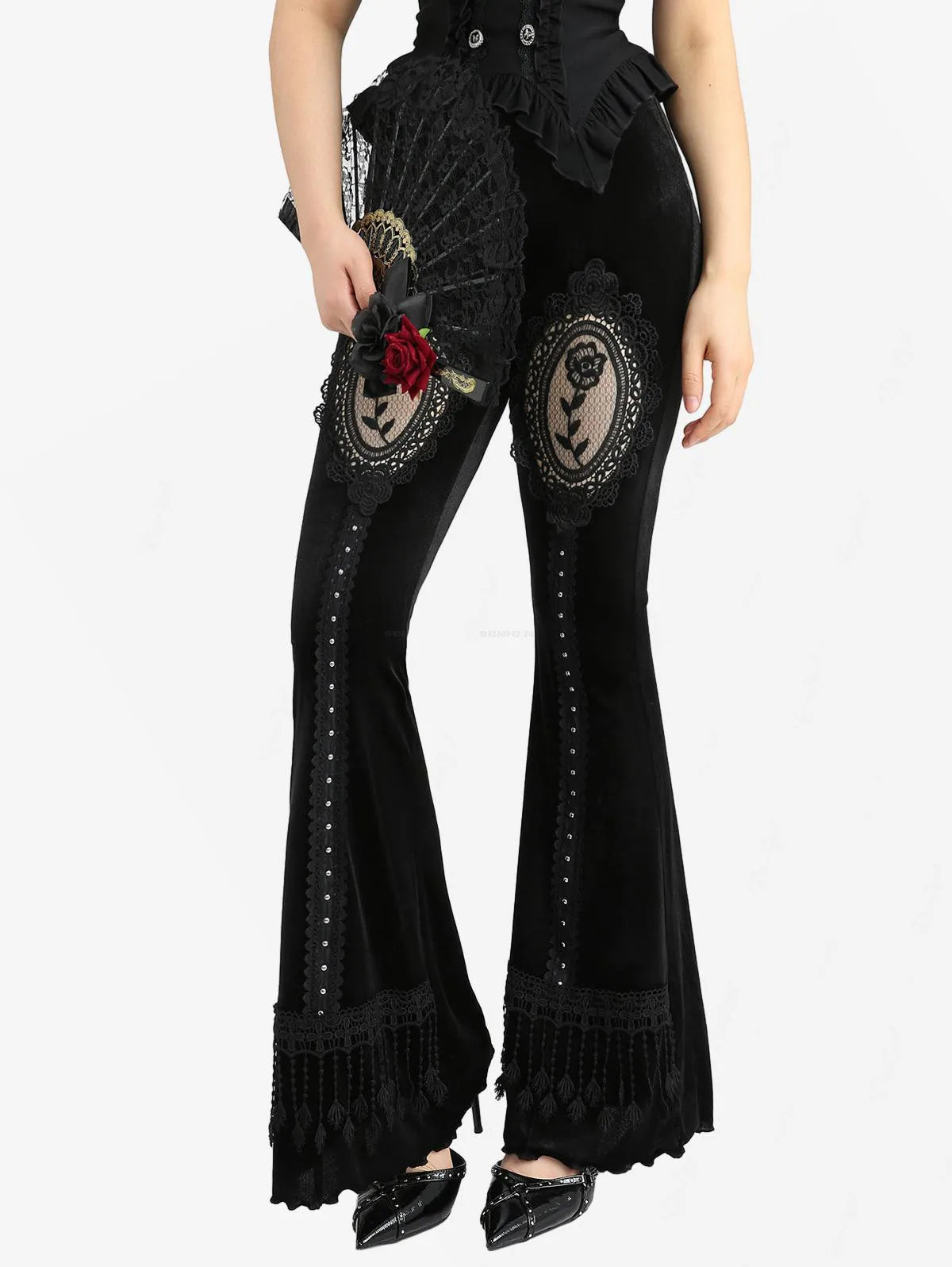 Midnight Bloom Gothic Flare Pants