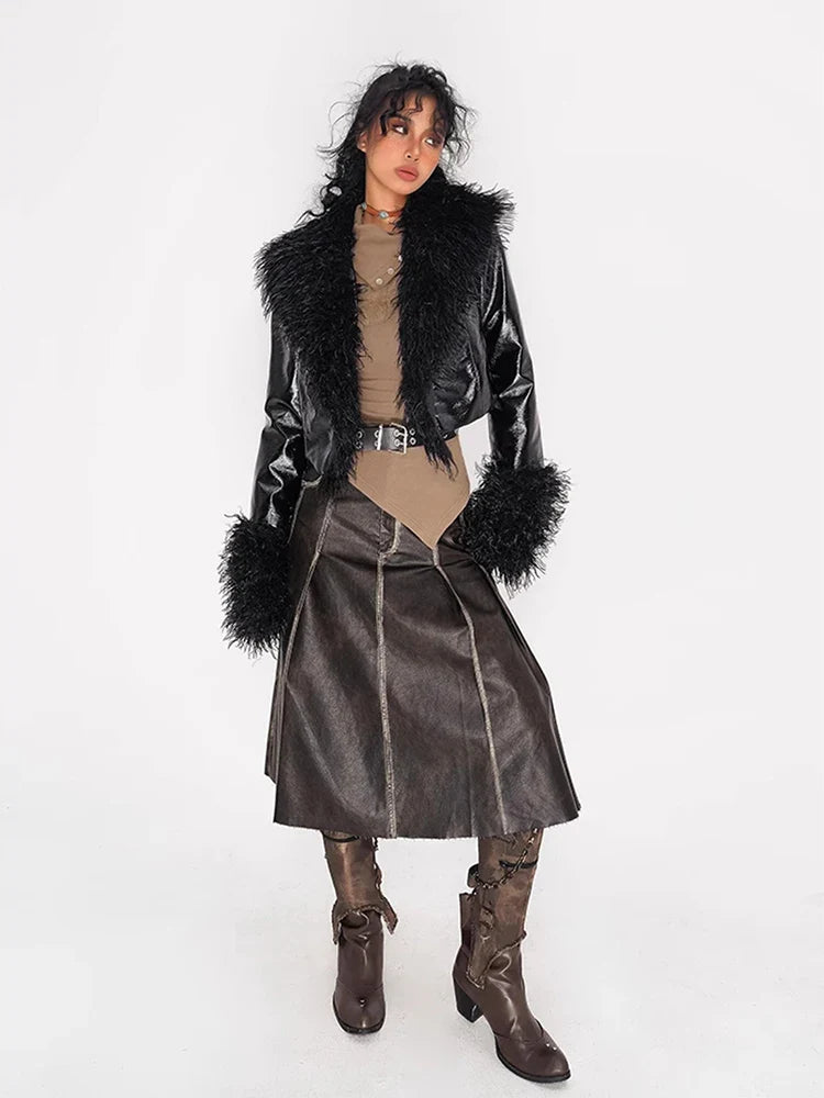 Raven Fur Collar Gothic Jacket