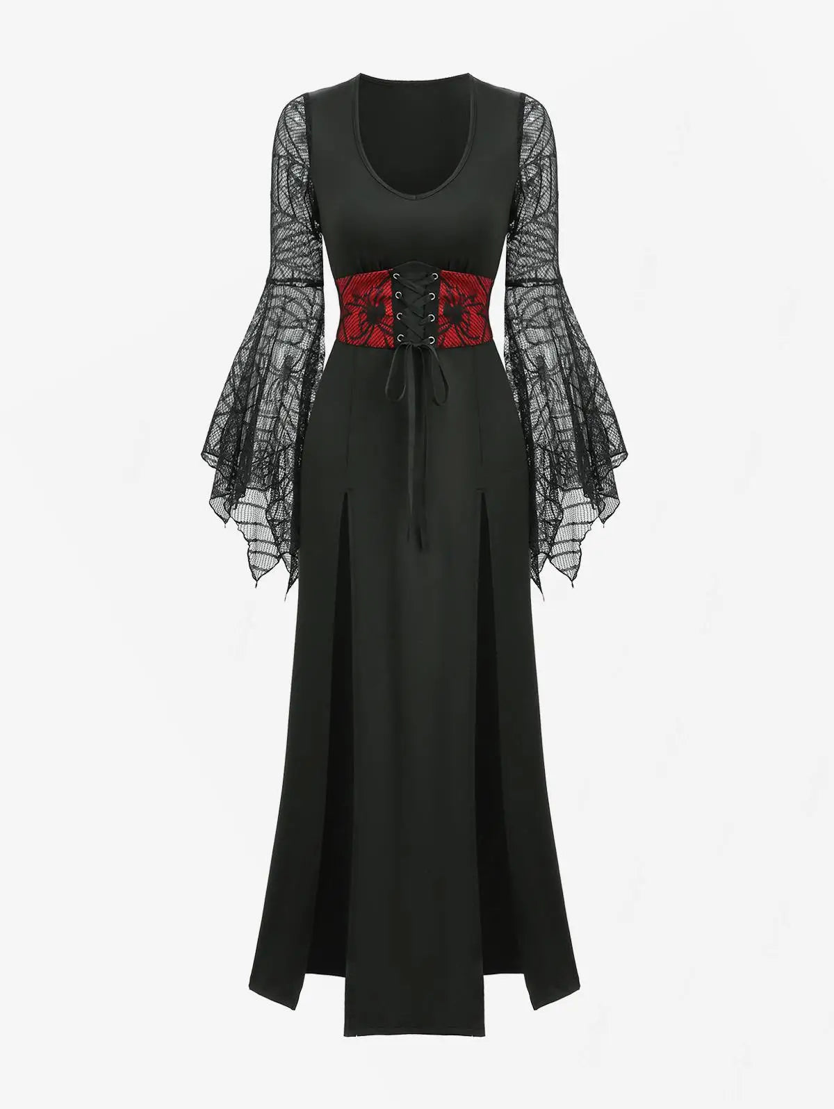 Crimson Veil Gothic Maxi Dress