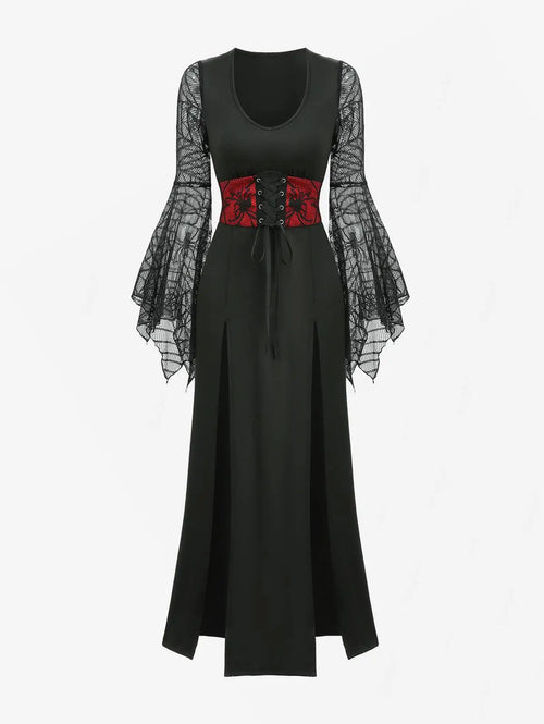 Crimson Veil Gothic Maxi Dress