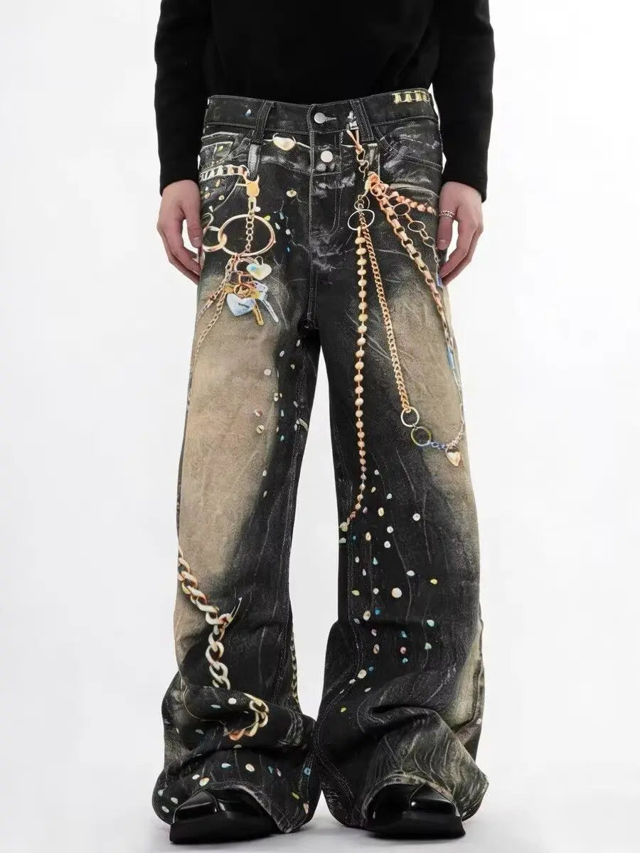Gilded Chain Grunge Jeans