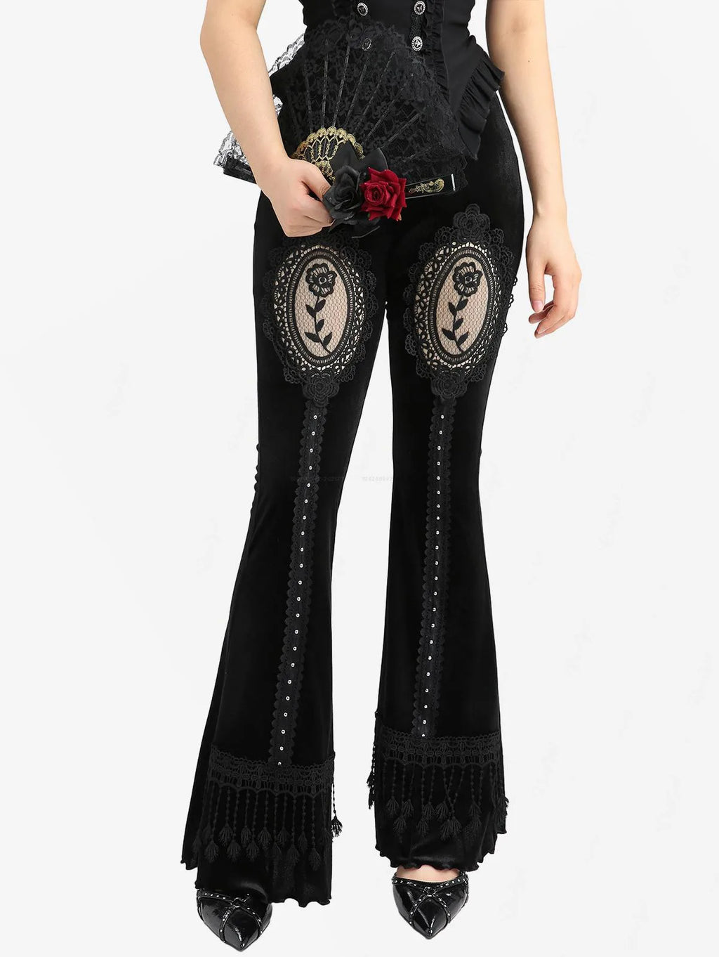 Midnight Bloom Gothic Flare Pants