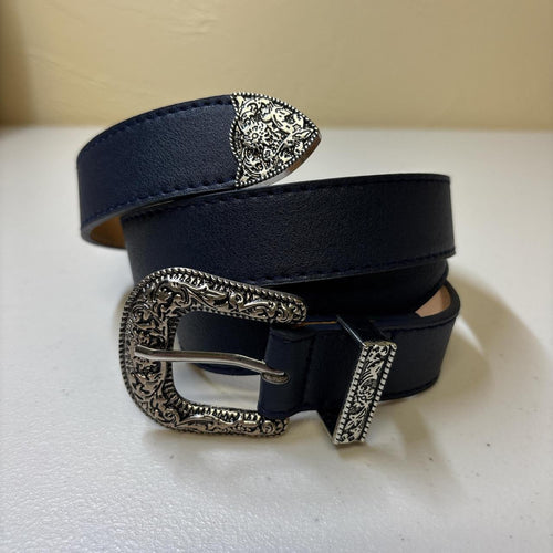 0675 - Y2K Floral Buckle Belt (navy)