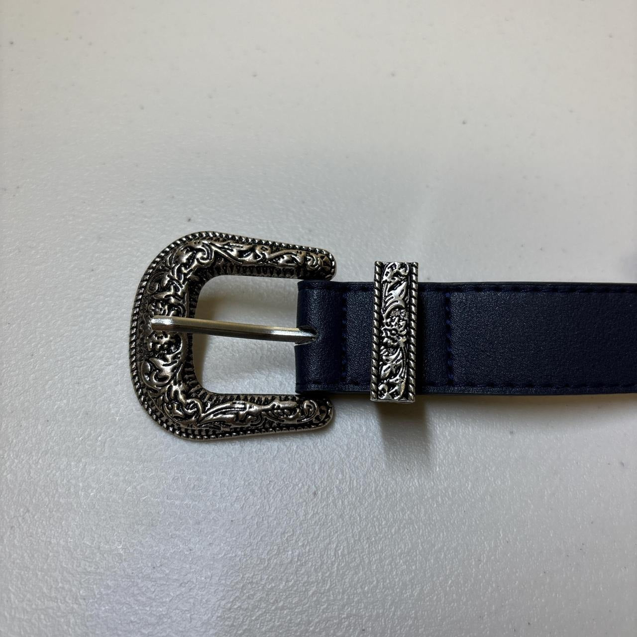 0675 - Y2K Floral Buckle Belt (navy)