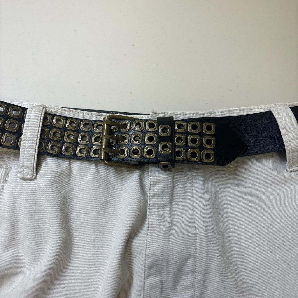 0619 - Rustic Triple Grommet Steampunk Belt