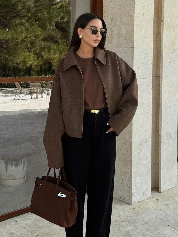 Women's Woolen Jacket Brown