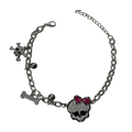 0260 - Rhinestone Skull Heart Charms Bracelet