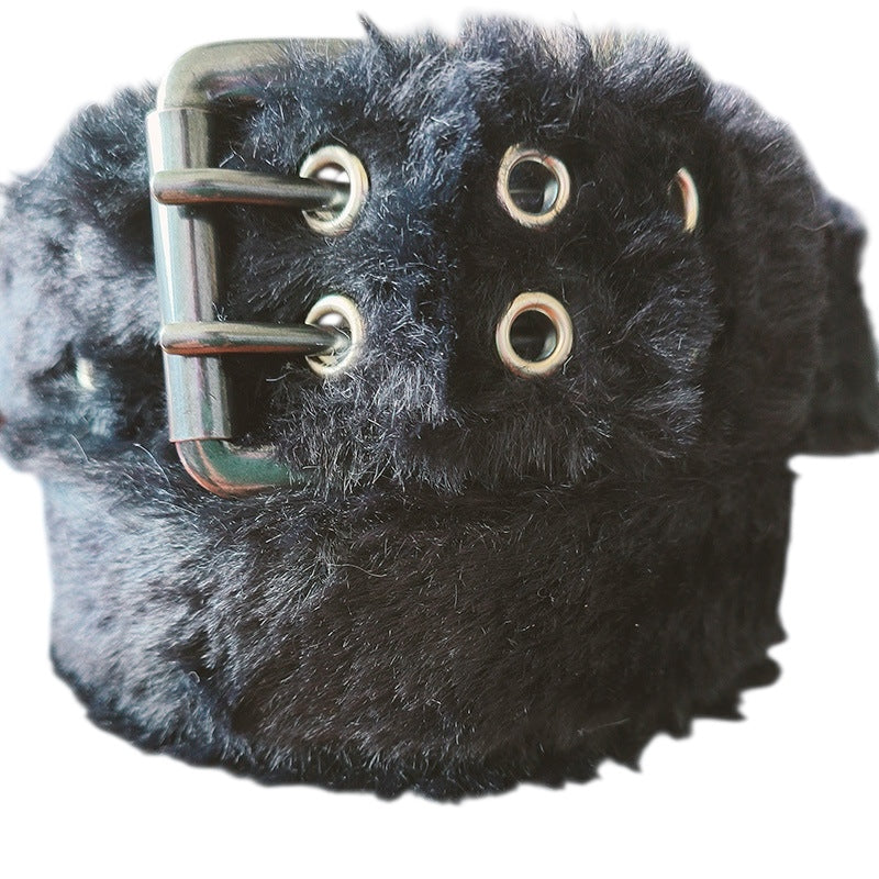Plush Fur Grommet Belt