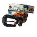 0003 - Rhinestone Buckle Graffiti Belt