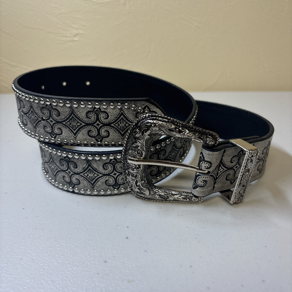 Gothic Floral Engraved Belt