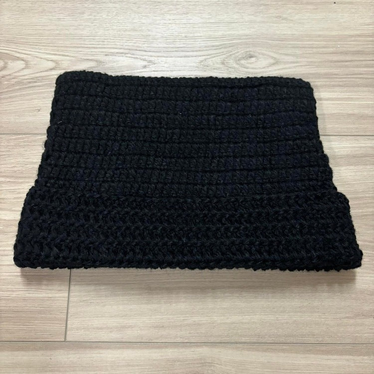 Knitted Ears Beanie (all-black)