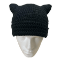 Knitted Ears Beanie (all-black)