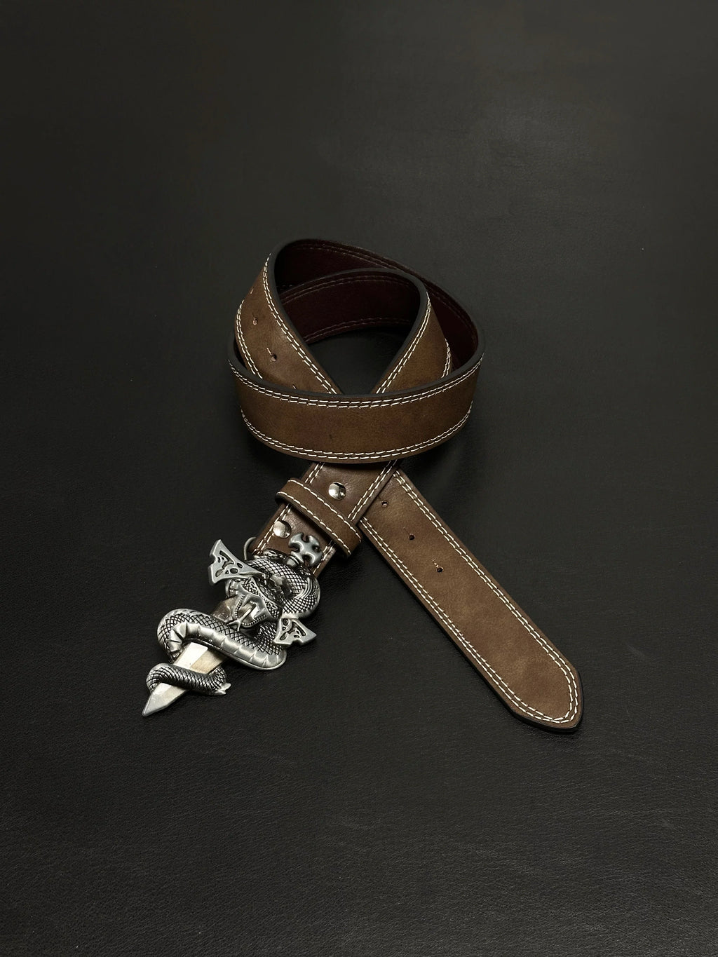 Serpent Dagger Leather Belt
