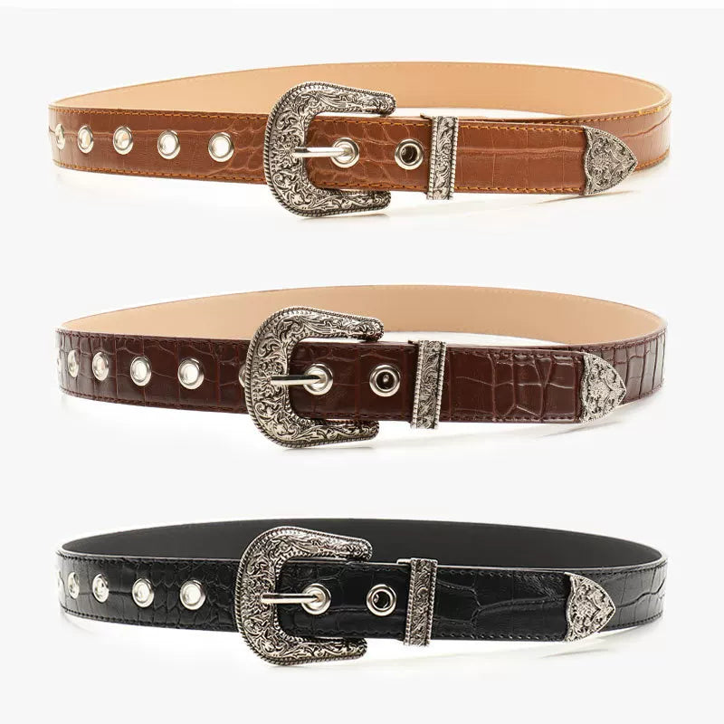 Crocodile Western Buckle Belt