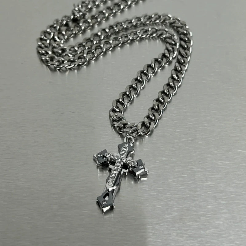 3D Shining Cuban Cross Necklace