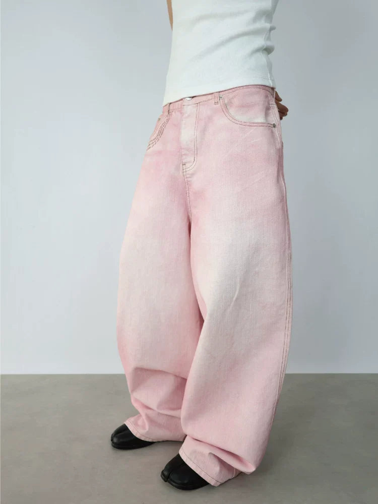 Rosé Fade Baggy Jeans