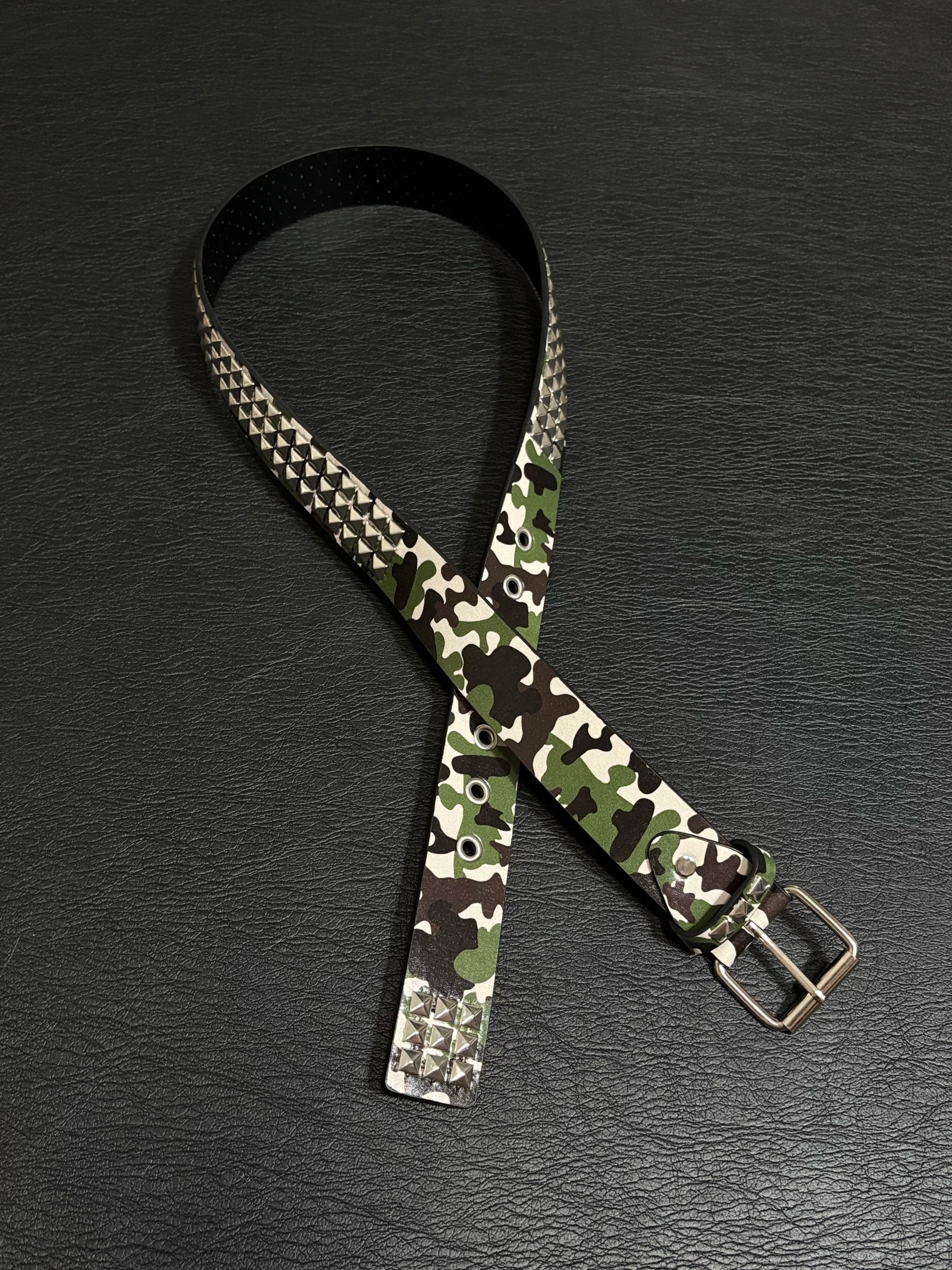 Camo Pyramid Studded Belt