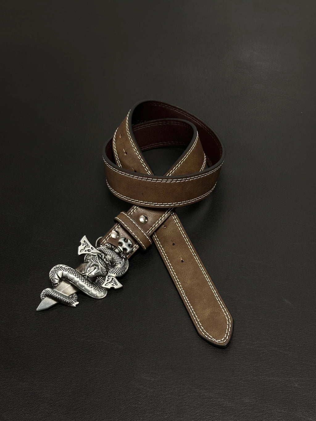 Serpent Dagger Leather Belt