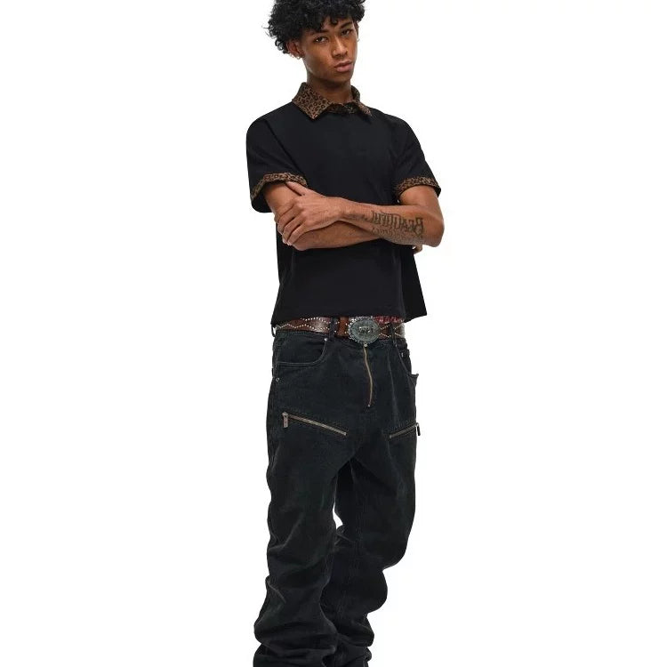 Noir Leopard Polo