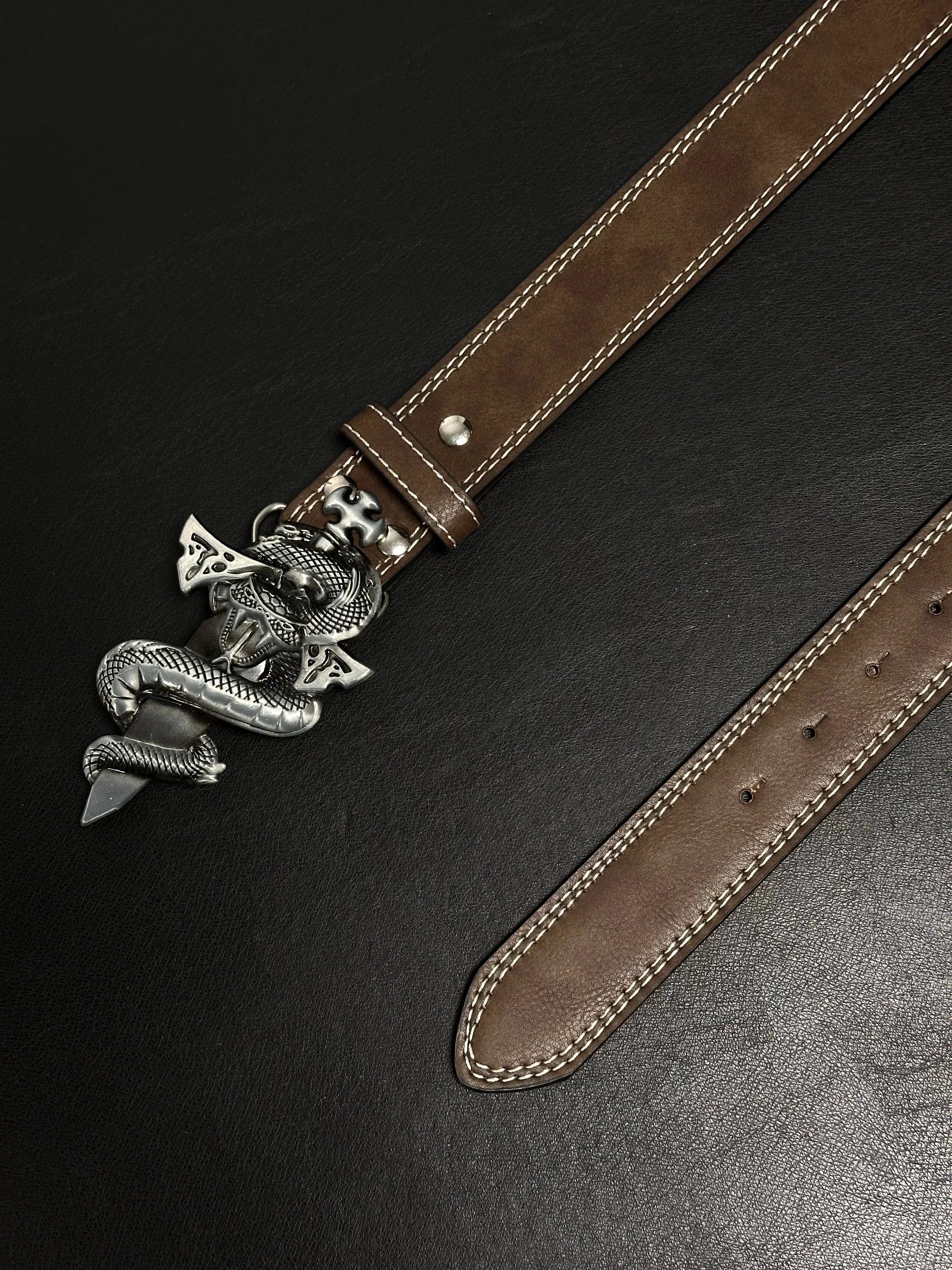 Serpent Dagger Leather Belt