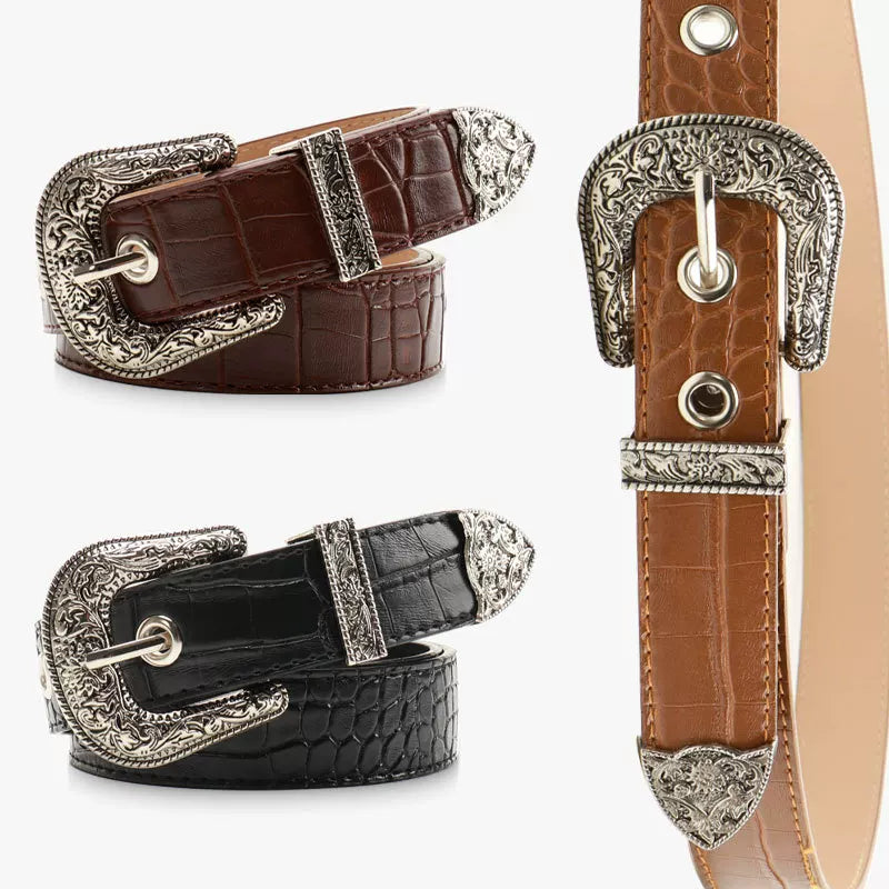 Crocodile Western Buckle Belt