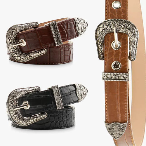 Crocodile Western Buckle Belt