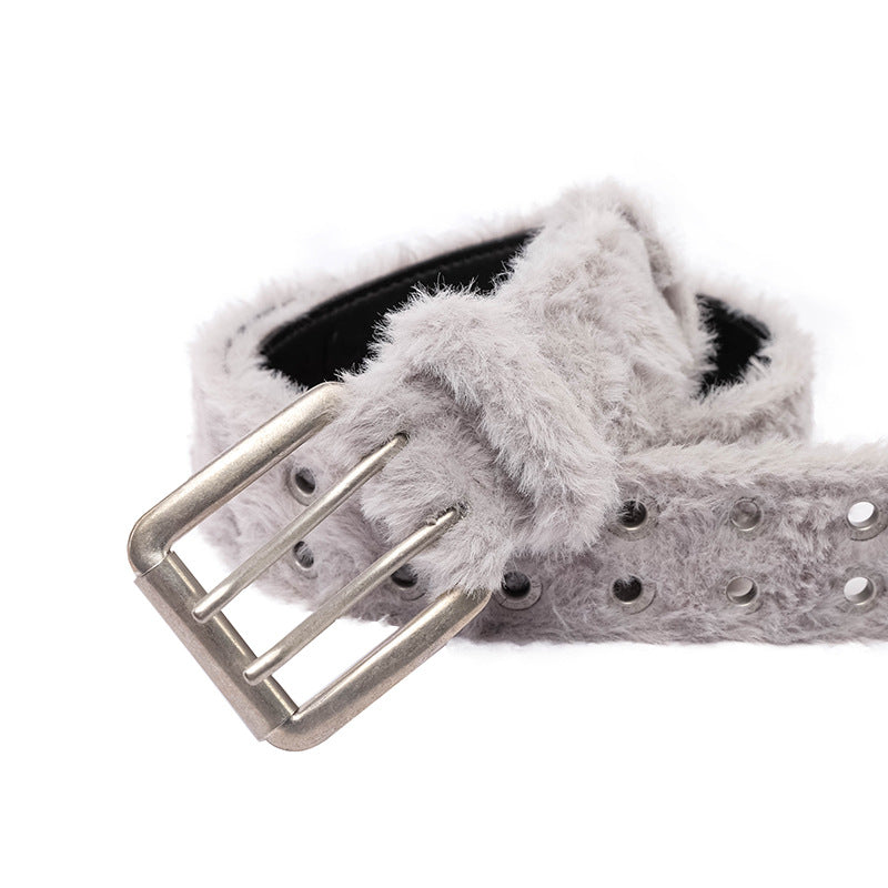 Plush Fur Grommet Belt